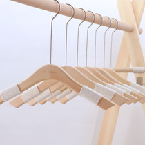 Womens clothing store hangers special high-grade wood color Wood Wood cotton rope flocking non-slip clothing support custom LOGO