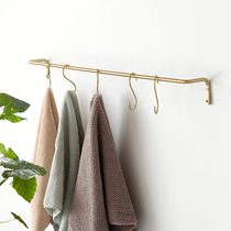 European kitchen toilet hanging towel bar non-perforated stainless steel rack bathroom nail free toilet brass hanging rod
