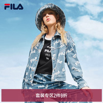 FILA File Official Womens Suit 2022 Spring New Sport Casual Full Print Denim Suit
