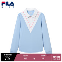 FILA KIDS Fiji Fairchild Knitted Long-sleeved Cardiovert 2022 Spring New Child Foreign Air Splicing T-shirt