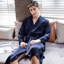 Meretta Mans Real Silk Sleepwear Man Long Sleeve Real Silk Sleepwear Spring Autumn True Silk Home Clothing 100% Mulberry Silk Bathrobe