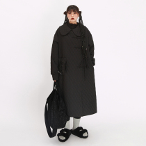 Frolick Original 2021 Doll Collar Flange Slim Cotton Dress Womens Long Fashion Slim Drawstring Coat