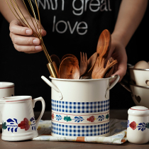 American country style retro tableware bucket chopsticks cage drain knife fork tube tableware kitchen baking supplies storage basket rack