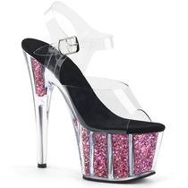 Leecabe 17CM platform catwalk womens shoes waterproof platform pole dance high-heeled sandals hot transparent sexy nightclub 1L
