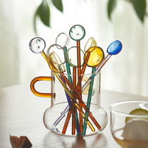 Siyue stained glass coffee spoon long handle high temperature resistant cute girl heart stirring stick high-value net red ins