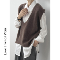 Sweater Vest Women spring and autumn sleeveless Korean version of retro knitted vest small waistcoat shoulder loose Joker casual jacket