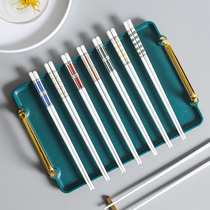 European ceramic chopsticks family non-slip porcelain chopsticks high-end 10 pairs set home high-value high temperature resistant public chopsticks