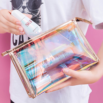 Net red colorful laser transparent cosmetic bag female portable skin care products storage waterproof travel travel wash bag