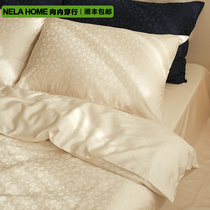 NELA HOME 100S Long Suede Cotton Sky Silk Spring Summer Jacquard Bed Four Pieces Full Cotton Pure Cotton Linen Bed Hat