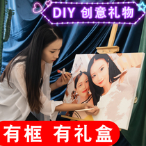 Photo custom digital oil painting hand painted color oil painting DIY portrait coloring painting couple handmade gift