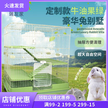 riyoka refriends home luxury rabbit cage anti-spray urine drawer Rabbit Cage Dutch Pig Cage Large Villa Automatic Conservancy