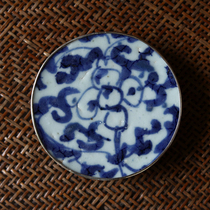 Qing Dynasty Yongzheng blue and white bowl bottom porcelain piece Silver coaster Cup holder Tea tray Ming and Qing Dynasty Blue and white old porcelain piece Specimen ancient porcelain piece