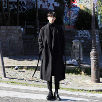 The handsome hairy coat mans long style Korean version of the trend handsome over the knee windbreaker autumn and winter loose thickened woolen coat