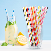 Color stripe paper straw disposable straw handmade art decorative drink juice straw slender 100