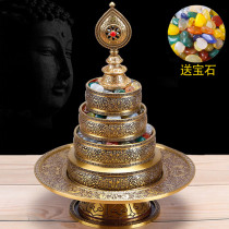 Buddha edge pure copper manza plate Carved Buddhist supplies Buddha Hall Qibao manza Nepal craft Mancha Romanda plate