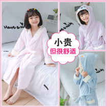 Class A childrens bathrobe Cotton towel absorbent quick-drying cotton bathrobe Boys and girls big children spring and autumn can wear bath towels