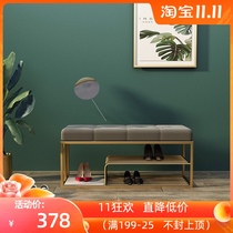 Shoe stool home door Nordic light luxury shoes stool soft bag cushion into the home shoe cabinet modern bed tail stool Iron narrow