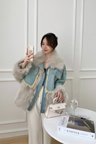 Autumn and winter 2021 new denim Parker dress female fox fur coat raccoon fur foreign style young fur