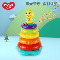 Huile stacking Rainbow Tower Early education educational toys Parent-child interaction Childrens fun stacking high piles of building blocks