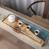 Solid wood resin Japanese-style dry bubble table tea tray tray Household living room tea light luxury simple modern drainage high-end
