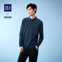 HLA Hailan House Everest POLO Long sleeves POLO Shirt 2022 Spring new Pure Chest Mouth High Zhou Wave Printed Blouse Man