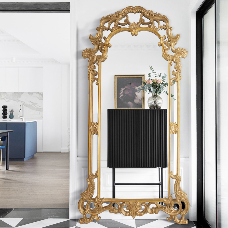 Cloakroom audition full-length mirror European and American-style villa carved dress mirror by wall hanging floor-to-ceiling mirror custom