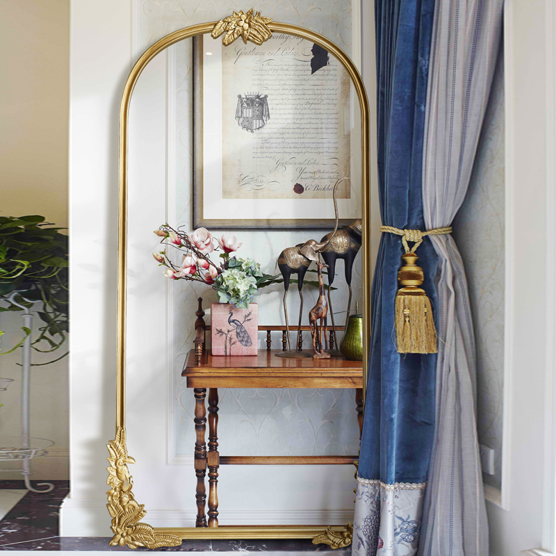 Nordic vintage carved home wearing mirror wall hanging floor-to-ceiling clothing store audition model room cloakroom large mirror