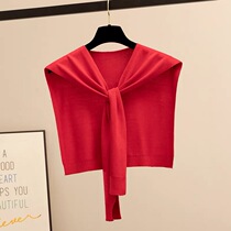 Thin Net red sheep wool shawl Lady 2021 early autumn new style simple red versatile decoration outer wearing collar