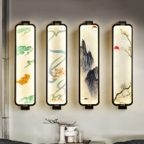 All-copper new Chinese style Chinese style enamel color wall lamp Modern simple bedroom bedside lamp Zen living room long wall lamp