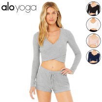 Alo Yoga Amelia Yoga Top short long-sleeved V-neck umbilical cross sexy fitness sports T-shirt