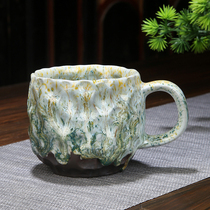 Vintage handmade coarse pottery coffee cup Japanese kiln change mug Water cup Mens and womens tea cup Ceramic creative couple cup