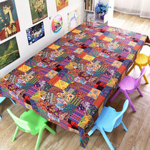 Southeast Asia retro National style tablecloth fabric cotton linen tea garden kindergarten art training class painting book tablecloth
