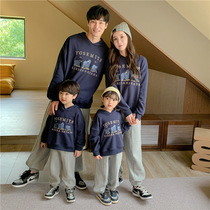 High-end parent-child clothing a family of three or four hooded sweatshirts autumn 2021 new trend net red western style Korean style family clothing