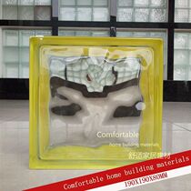 Yellow cloud pattern color edge color glass brick bathroom toilet partition wall factory direct sales shopkeeper recommended