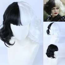 Black and white witch live-action animated movie Cruella de Vil Kuila wig Yin and Yang head bangs version