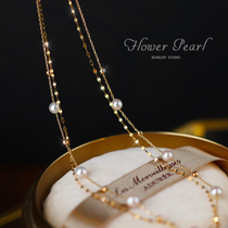 Huatian Jewelry • Phantom Japan Aurora Akoya Seawater Pearl 18K Gold Double-layer Gypsophila Clavicle Necklace