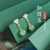 And Tian Yuear nail female jade earrings 999 pure silver earbuds to send mothers biological day gifts Beyjade earrings