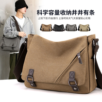Canvas Man Single Shoulder Bag Men Skew Satchel Bag Men Backpack Business Pack Casual Cloth Bag Large Capacity Multifunction Work Bag