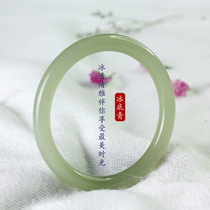 Hetian jade bracelet lotus root powder color jade bracelet female girl small jade smoke cyan jade bracelet ice jade bracelet fine