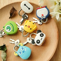 Childrens savings Korean version creative fashion cute padlock cartoon Silicone metal mini lock anti-theft key lock