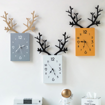 Nordic living room wall decoration wall clock creative home ins Wall antler pendant bedroom room decoration