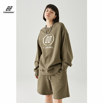 TURN SIGNAL Tide brand sweater shorts set women spring and autumn 2021 New loose leisure sports two-piece set