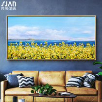 Hand-painted oil painting American living room decoration painting sofa background wall hanging painting landscape porch modern simple flower mural