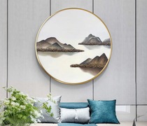 New Chinese circular porch painting abstract landscape landscape hanging painting living room model room with painting Dafen Village hand-made