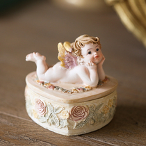 Export order soft cute jewelry box rose carved American country home decoration little angel baby jewelry box