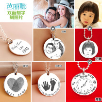 999 sterling silver round brand necklace women pendant mens pendant baby Silver Medal foot silver jewelry custom photo lettering