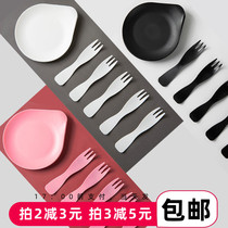 Birthday cake drip tray knife and fork combination set food grade plastic baking tableware dish snack fork high grade