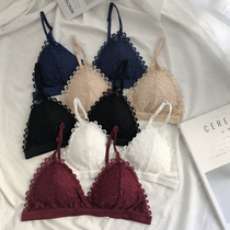 Beauty back sling underwear womens chest thin comfort without steel ring small chest gathering French triangle cup bra bra women
