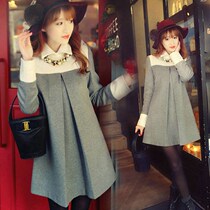 Pregnant women winter clothing set fashion 2021 new long pregnant women Autumn Winter Net red dress autumn