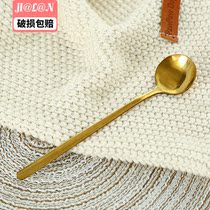 Golden coffee spoon dessert spoon iron spoon Cup spoon small long handle milk tea mixing spoon European fruit powder spoon yogurt spoon